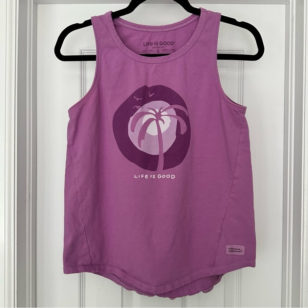 Life Is Good Purple Crusher Tee Tank Palm‎ Tree Purple Size Small - Picture 2 of 9